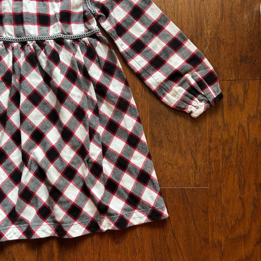 Hanna Andersson Girls Plaid Flannel Dress Red Black White 10/12